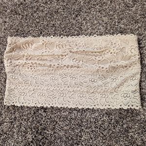 Aerie long line bandeau crop top. Beige, size large.